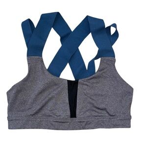 Alo Yoga Strappy Sports Bra Women's XS Navy Black Gray Workout Running Crossfit